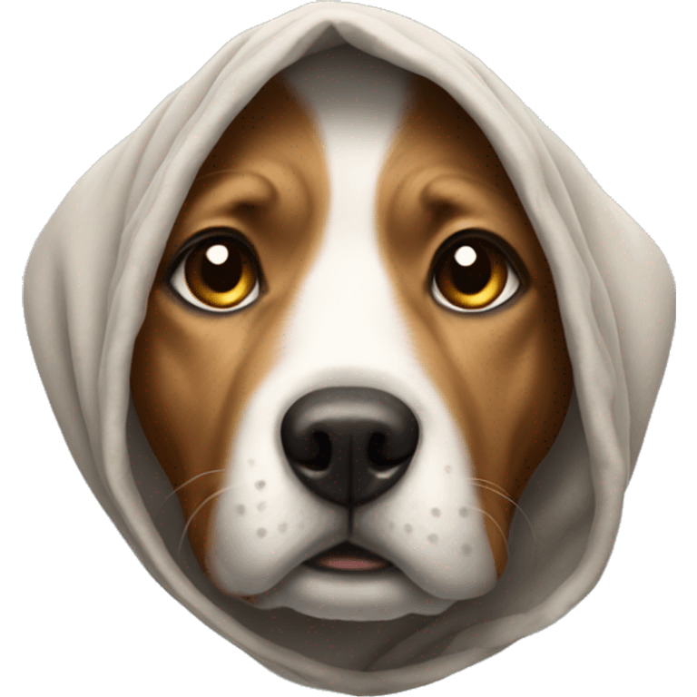 Dog wearing a hodie emoji