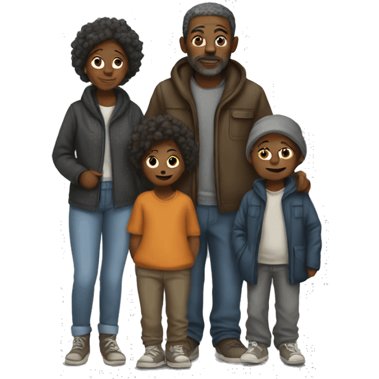 homeless family of black people emoji