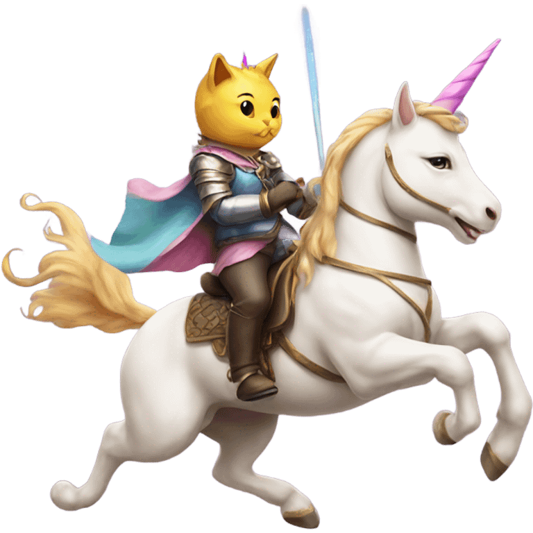 Cat riding a unicorn emoji