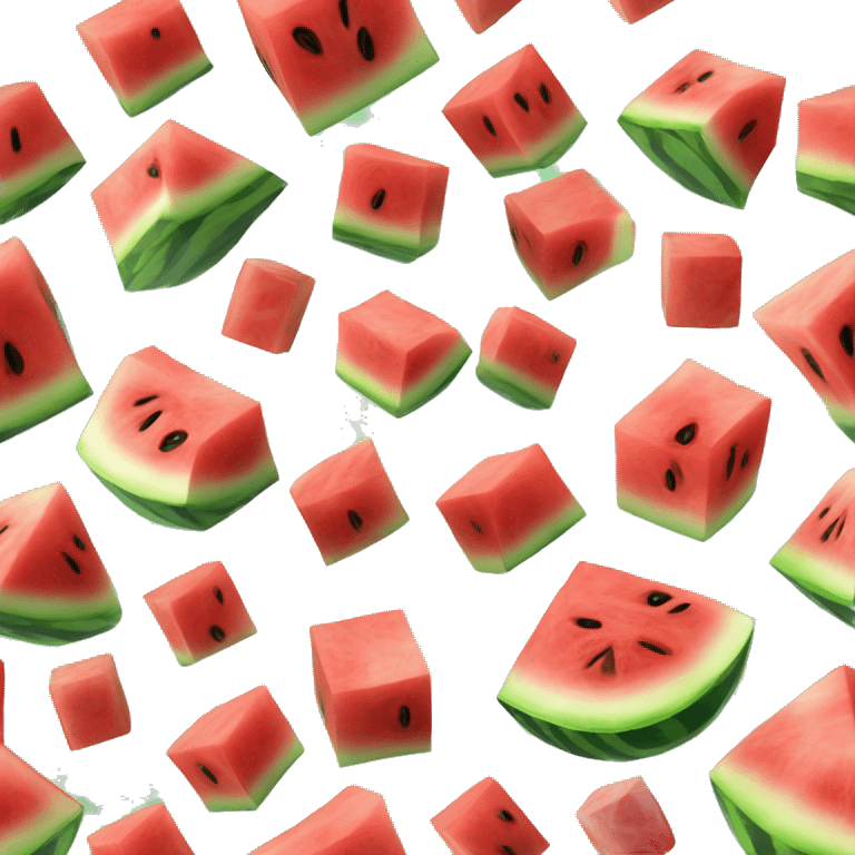 Realistic watermelon cubes isolated.  emoji