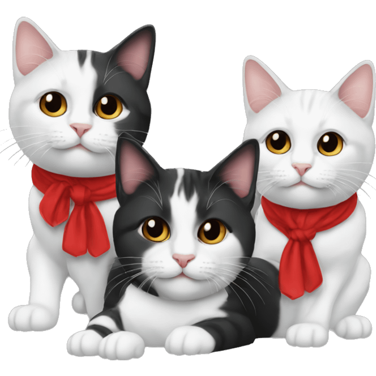 three cats - white, red, black emoji