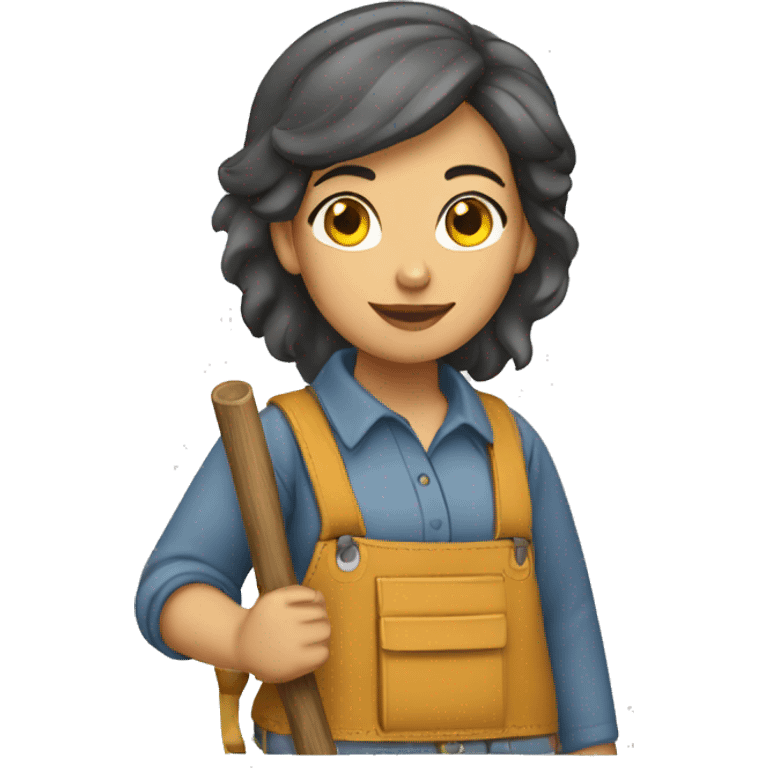 mujer joven carpintera emoji