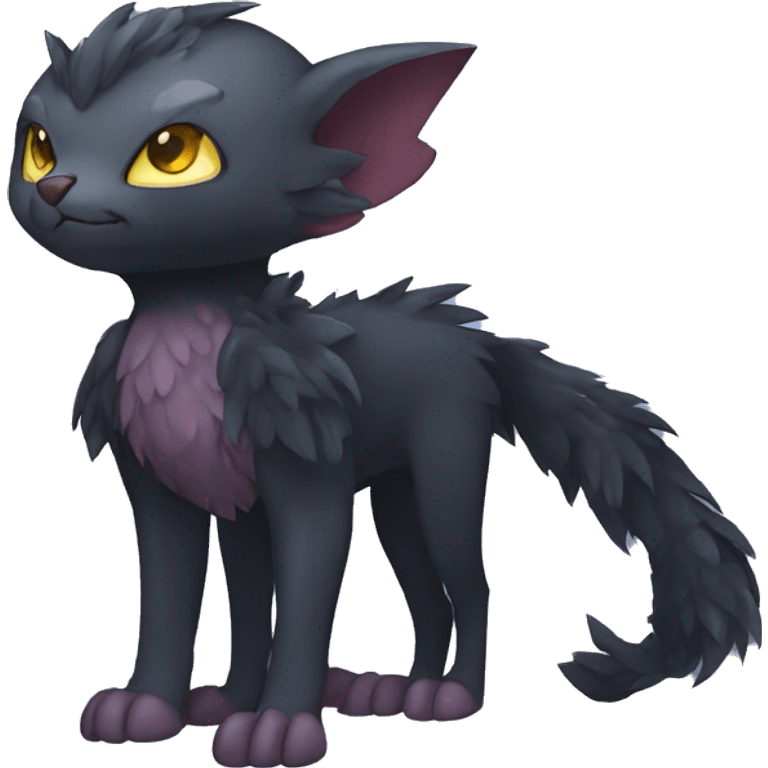 Cute cool fantasy dark-themed animal hybrid Fakemon full body emoji