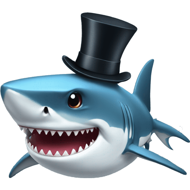 Shark with a top hat emoji