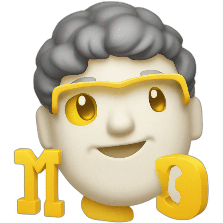 Desing a 3d emoji using the letter ' M'. The sticker is about a new layer 2 blockchain. Put figures about layer 2 blockchains inside the letter 'M' on a yellow background emoji