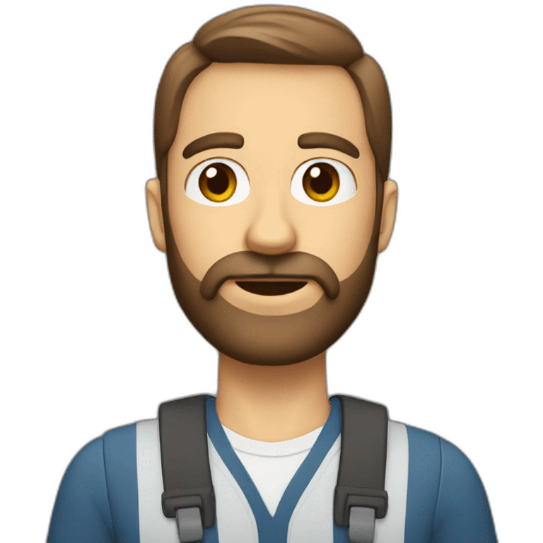 school driving teacher with brown eyes with brown hairs and beard emoji