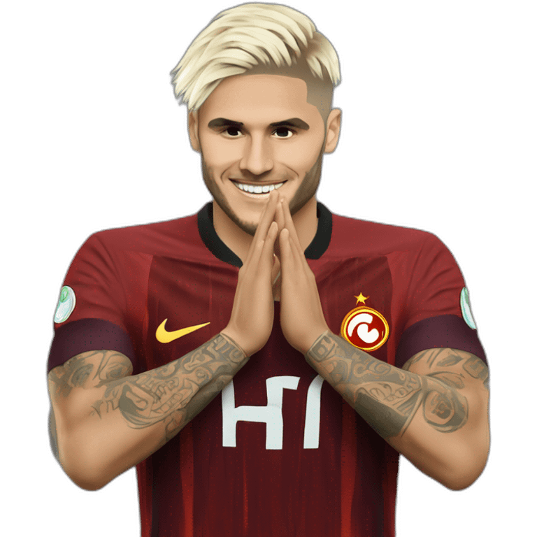 Galatasaray Mauro Icardi Goal Celebration Pose With Hand Behind Blonde Hair emoji