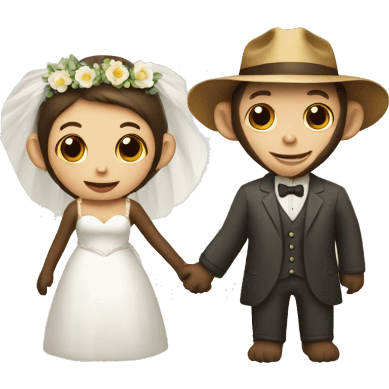 Monkey and a farmer getting married  emoji