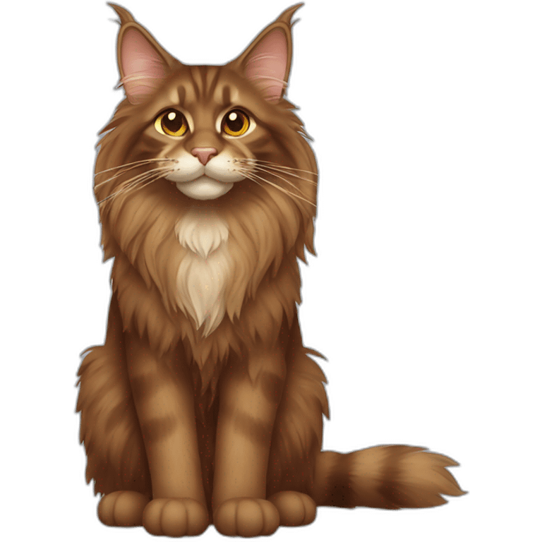 Brown maine coon cat emoji