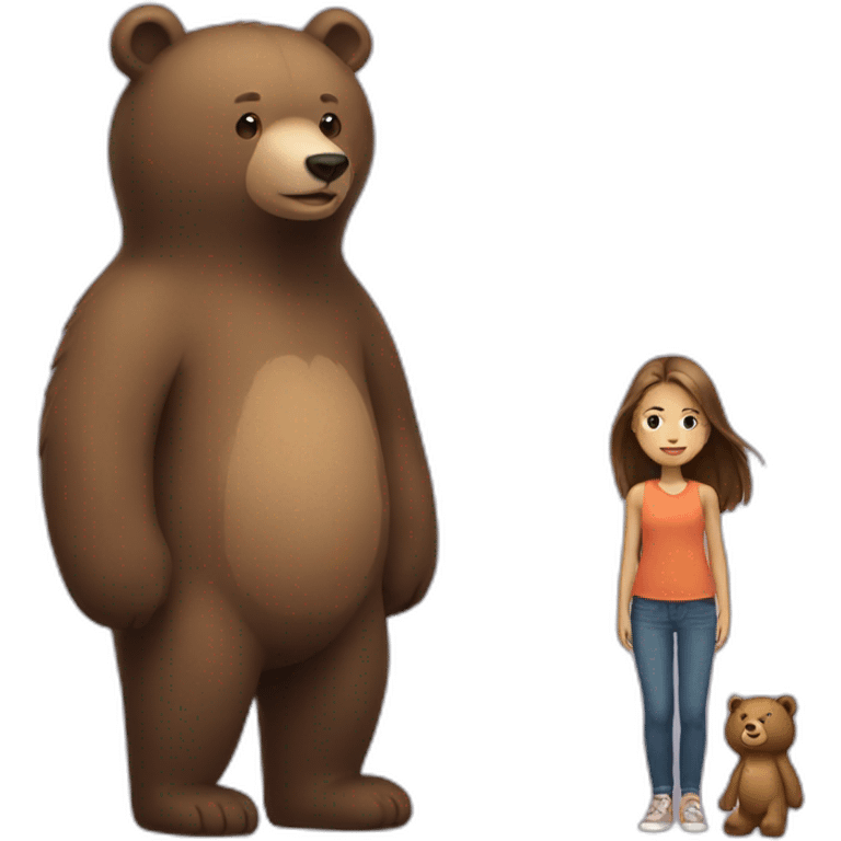 girl standing next to bear emoji