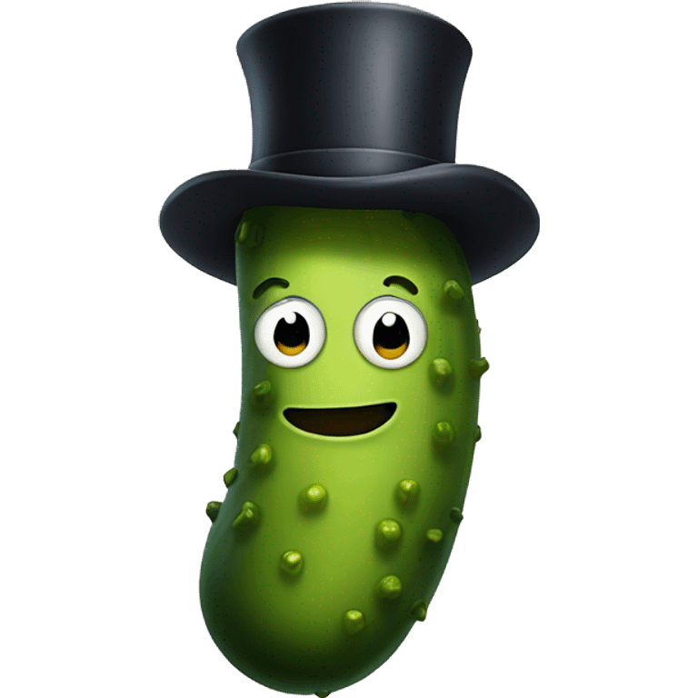 Pickle with top hat and cane emoji