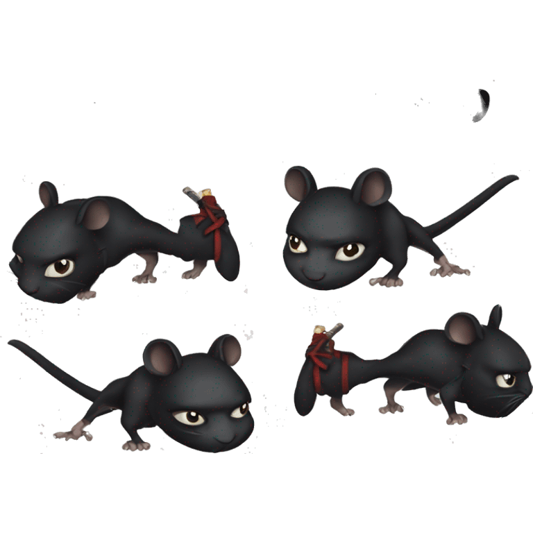 ninja black skin adult single rat with katana emoji