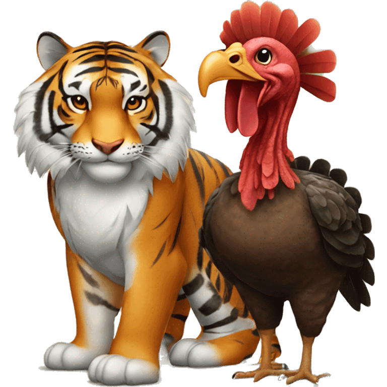 A tiger and a turkey emoji