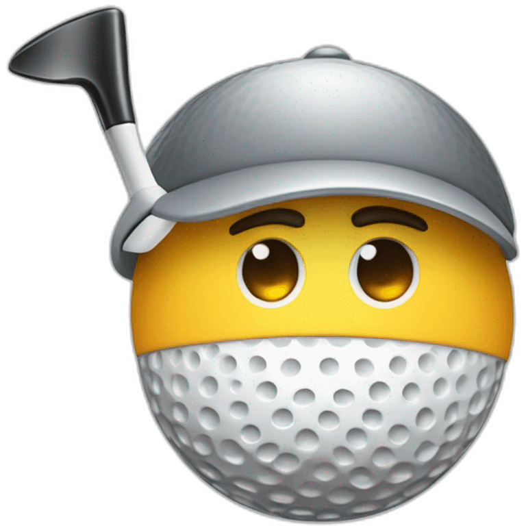 Concentrated Golf Emoji  Description A golf ball with a focused expression, wearing a tiny golf visor, and holding a golf club with a determined grip. emoji