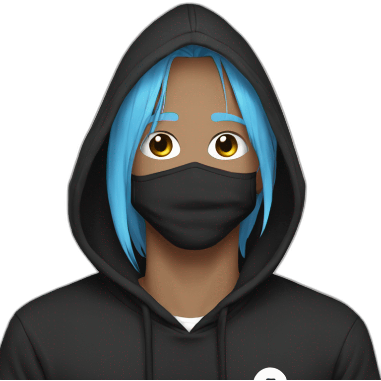 anime character in black hoodie ai guru written on his shirt emoji