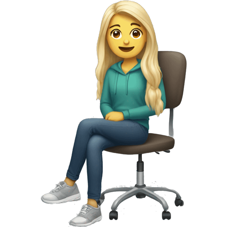 white teen girl sitting on chair emoji