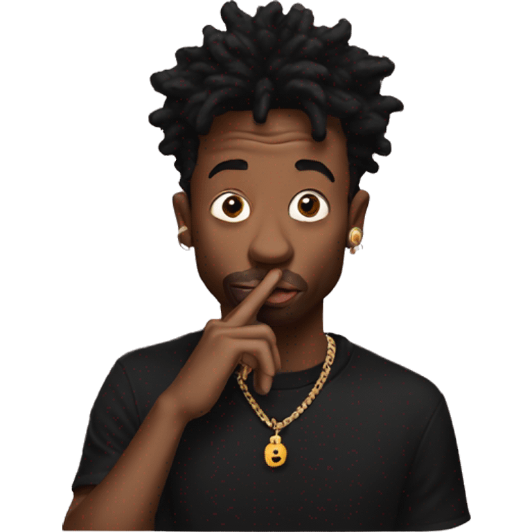 21 savage with fingers on lips emoji