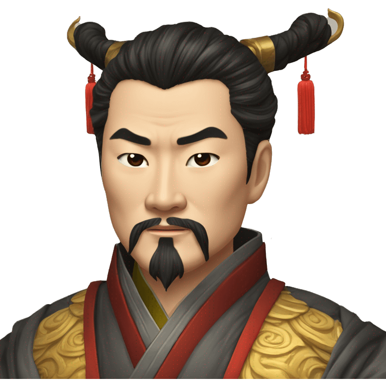 /imagine prompt: "emoji style portrait of Qin Shi Huang, Emperor of China, wearing a dragon robe, a determined expression on his face, detailed and realistic" --v 4 --q 2 emoji