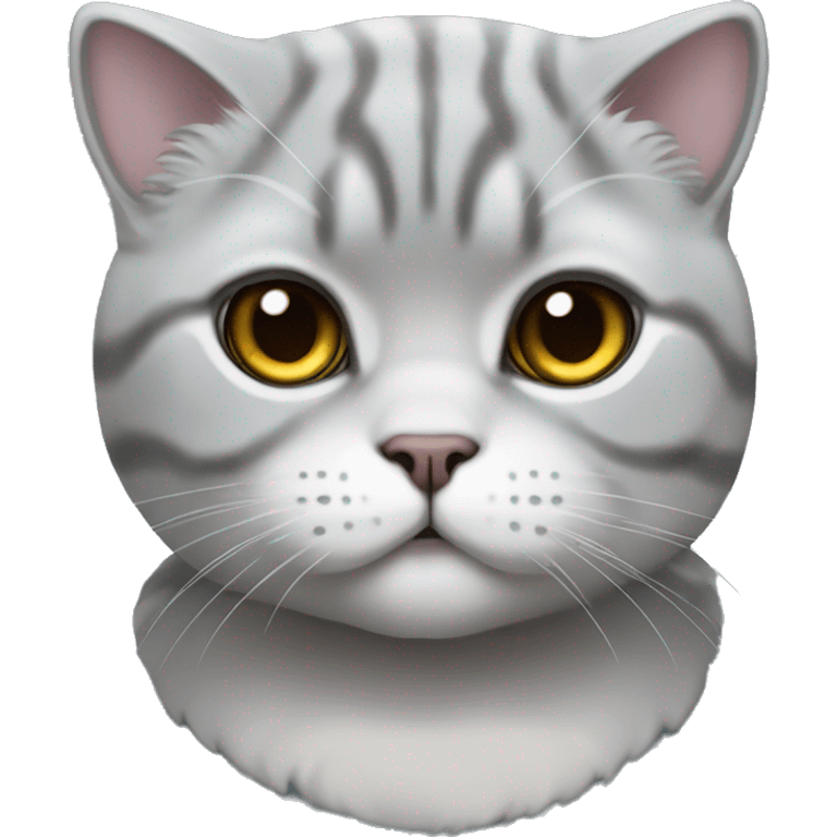 Create an emoji of a silver chinchilla scottish fold cat emoji