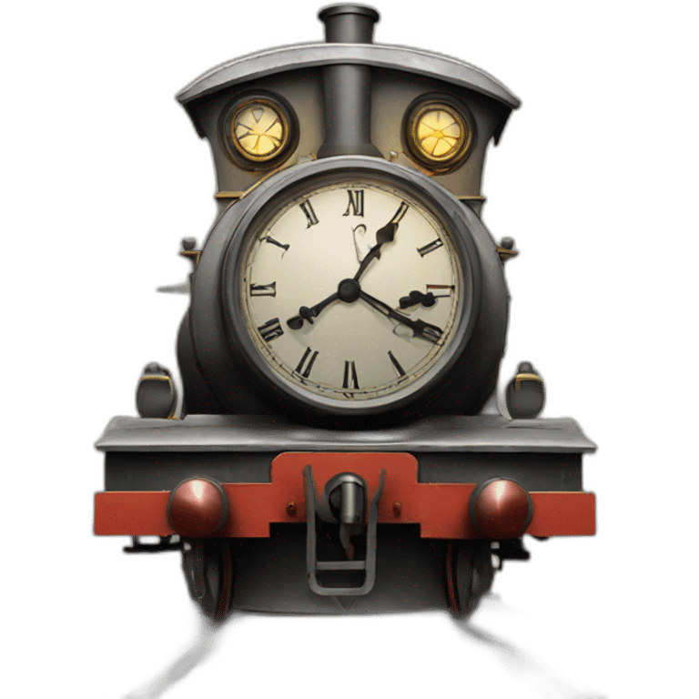 Clock with train steam emoji