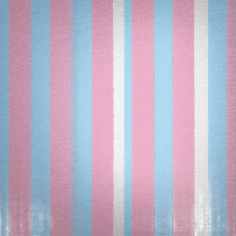 transgender pride flag with five horizontal stripes: light blue, pink, white, pink, and light blue emoji