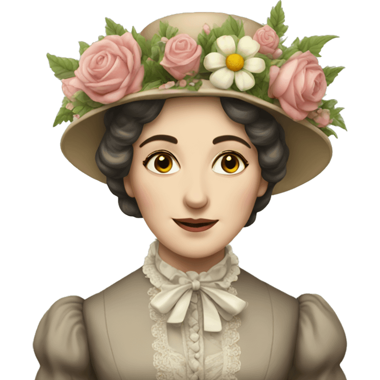 victorian lady  with flowers emoji