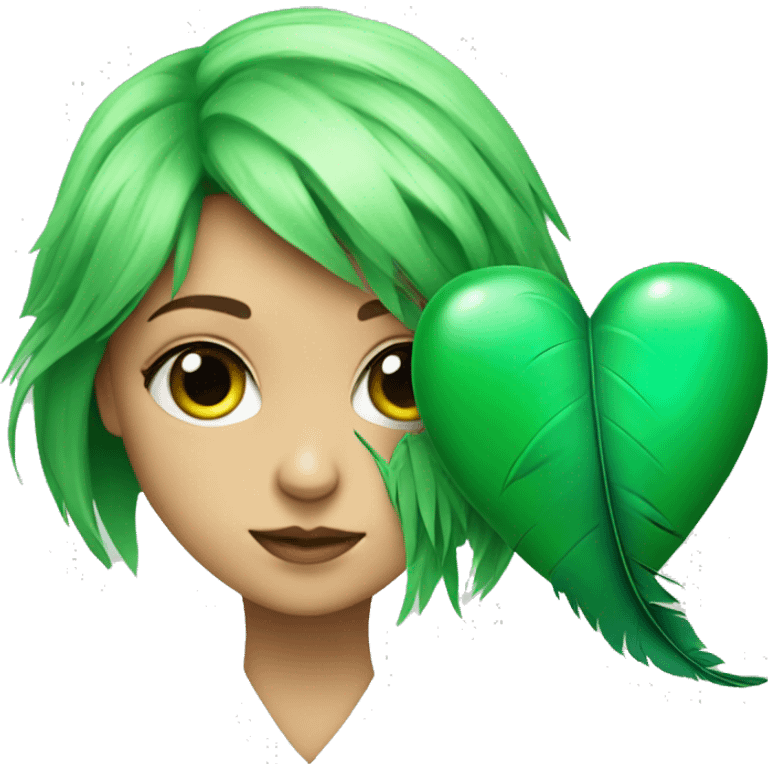 green heart with feather girl  emoji