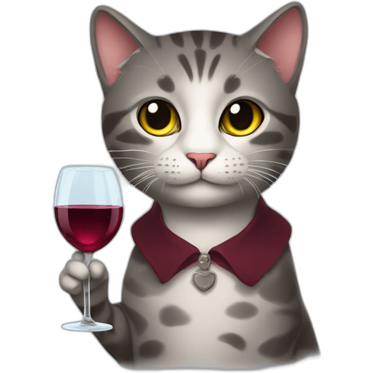 stepan the cat with glass of wine emoji