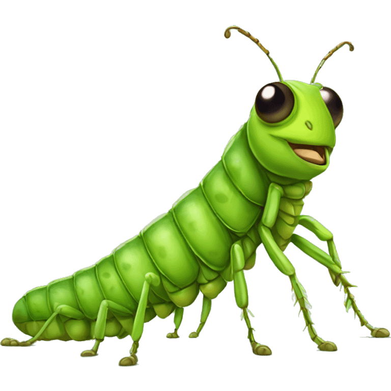 Grasshopper centipede adorable eyes long antennae emoji