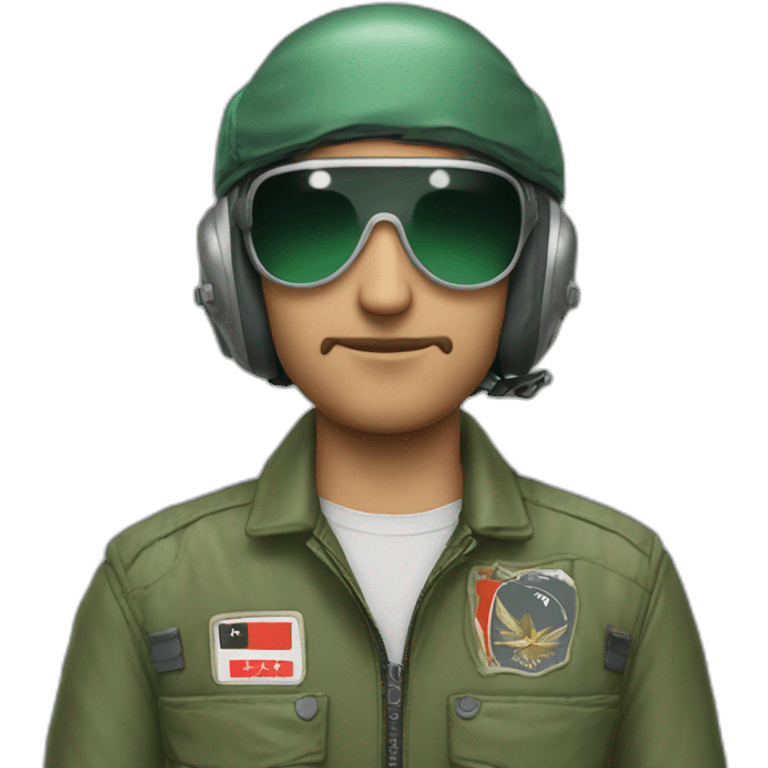 Turkish male fighter pilot with blond green overalls and Ray Ban glasses emoji