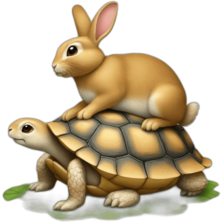 Lapin sur tortue emoji