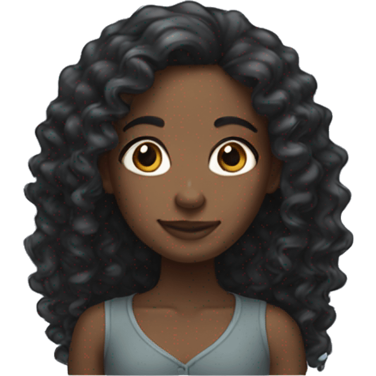 black girl with curly long hair emoji