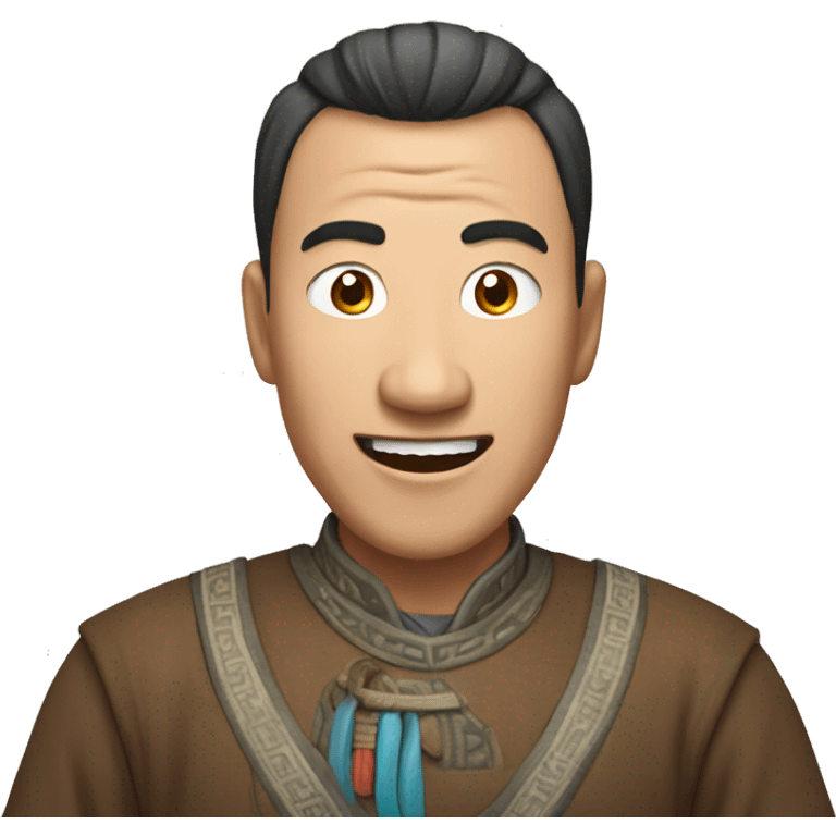 Smiling Mongolian man have a surprised  emoji