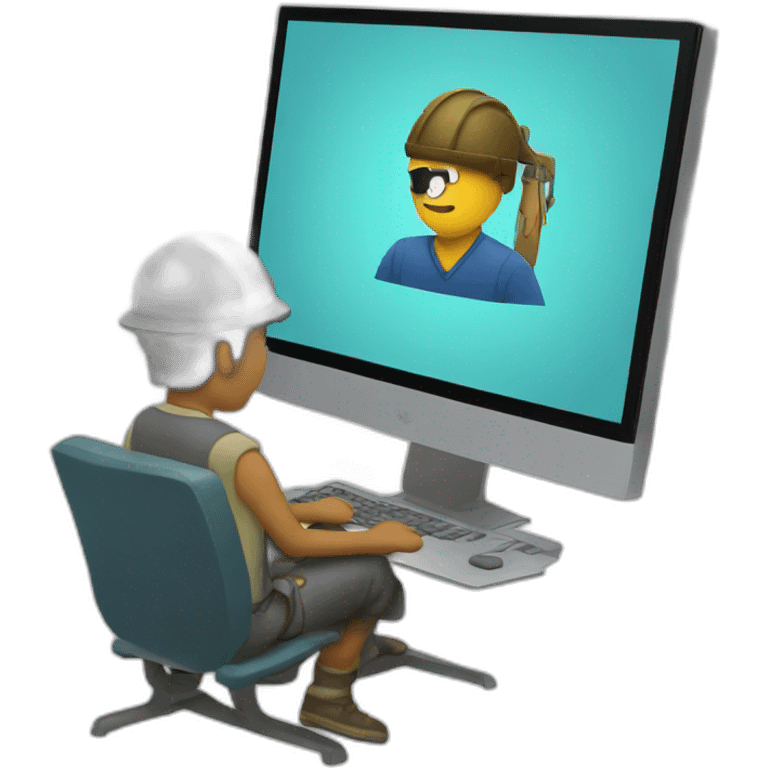 a fisher in front of a computer emoji