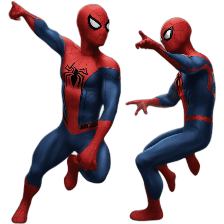 two spiderman pointing meme emoji