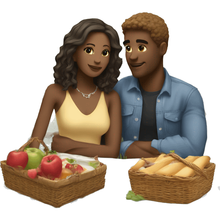 Romantic picnic date for beautiful white couple emoji