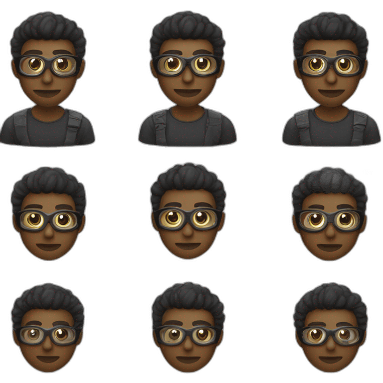 persona  de pelo negro con entradas y lentes emoji