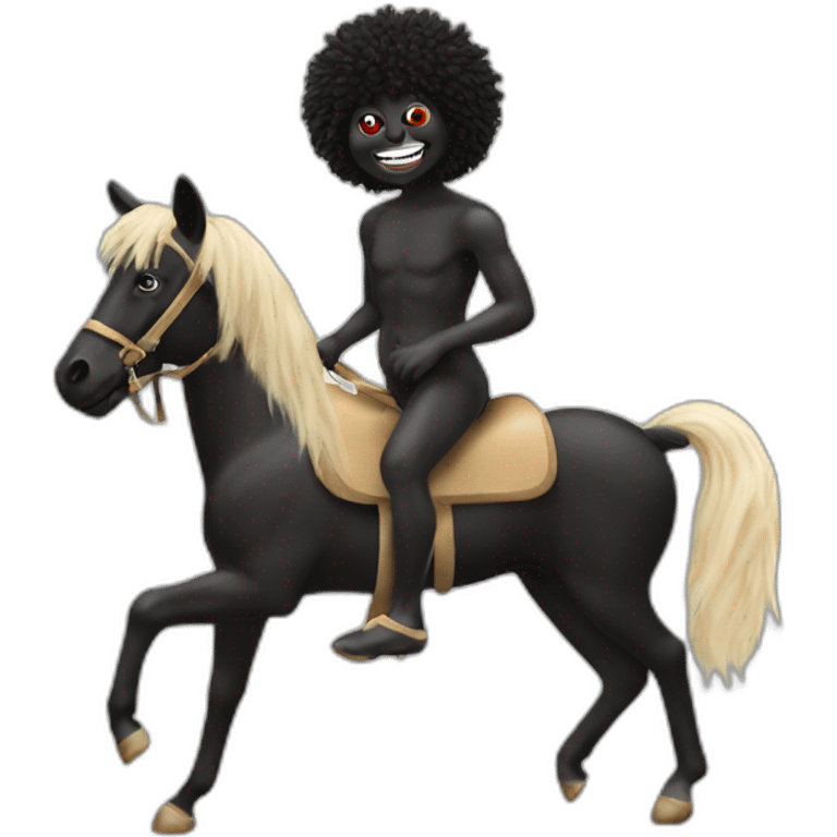 Naturist gollywog on a horse emoji