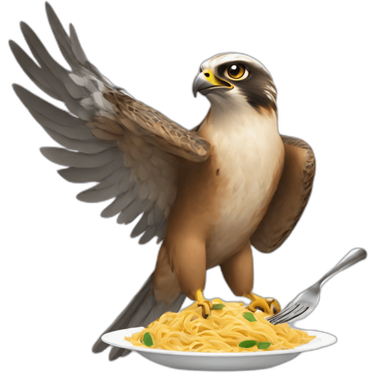 falcon eating pasta with fork and knife emoji