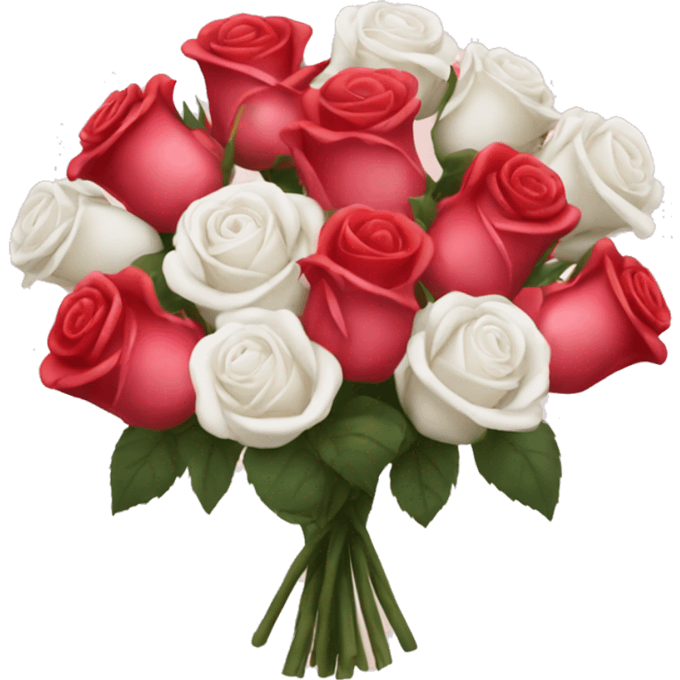 Pink red white bouquet of roses emoji