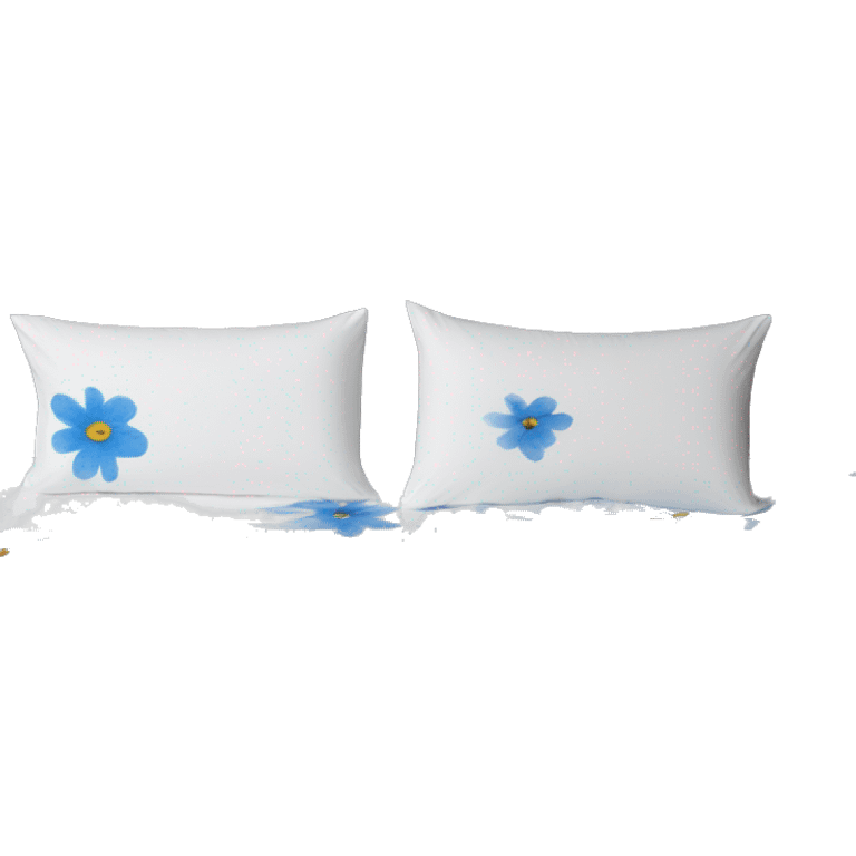 Cosy white bedframe with blue smal flower oversized bed sheets emoji