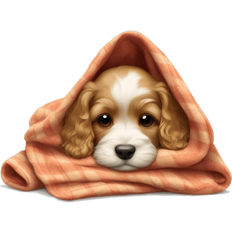  cavapoo puppy sleeping with a blanket emoji