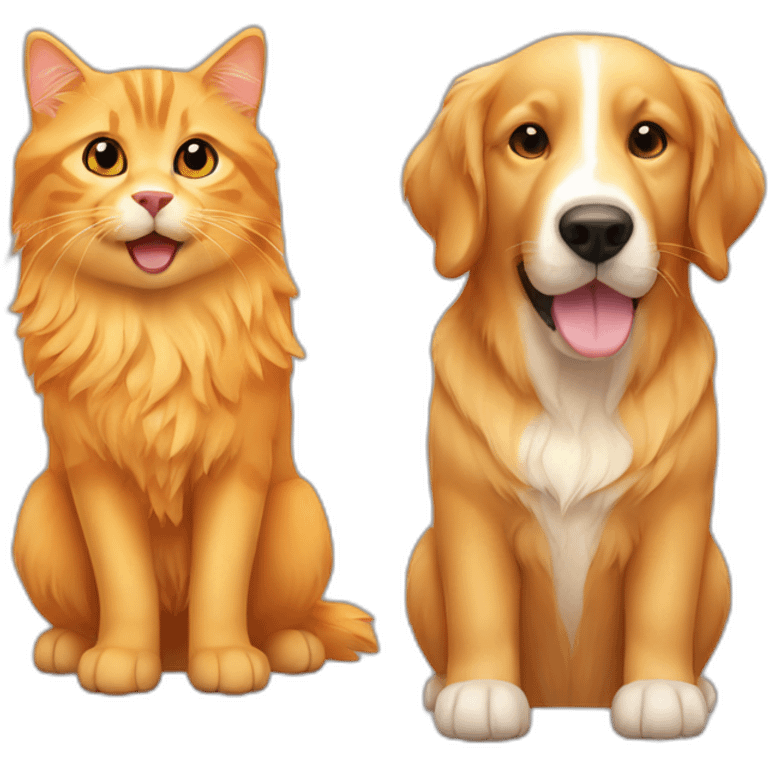 Golden retriever with orange cat emoji