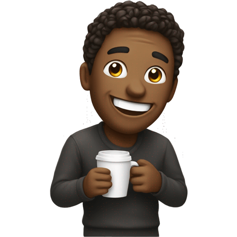 laughing while holding a coffee cup emoji