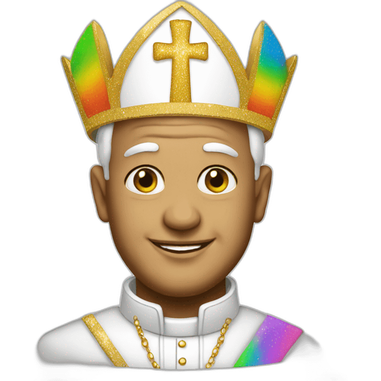 Glittering rainbow pope emoji