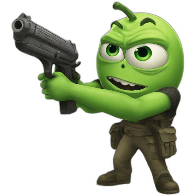 mike wazowski meme with gun emoji