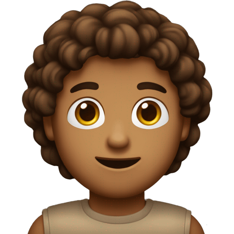 Chico con pelo marron y pelo castaño que tenga un buzo negro y ojos marrones emoji