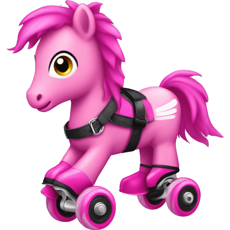 Pink (light fuchsia) pony wearing roller blades emoji