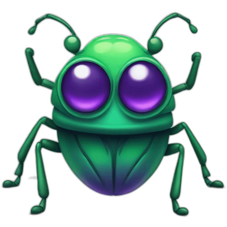 bug with green purple color big eyes  emoji