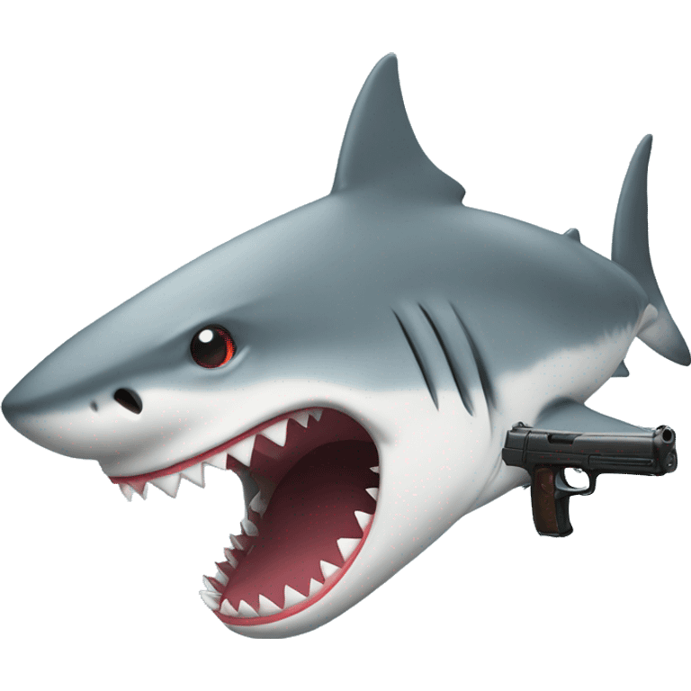 Shark with gun in mouth emoji